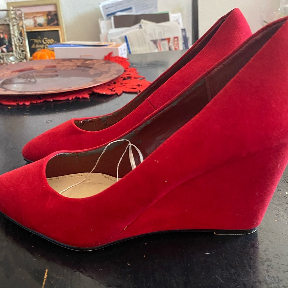 Zara Vibrant Red Wedge Shoes